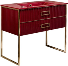 Тумба под раковину Armadi Art Monaco 100 см, напольная, бордовый, золото, 866-100-RG