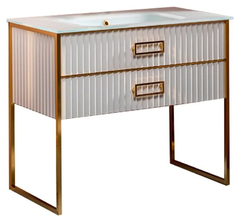 Тумба под раковину Armadi Art Monaco 100 см, напольная, белый, золото, 866-100-WG