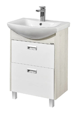 Тумба под раковину Акватон Бекка PRO 60 см напольная, белый, дуб сомерсет, 1A196601BAC20