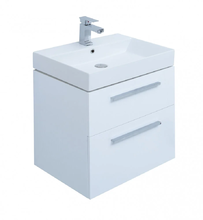 Тумба под раковину Aquanet Nova 60 см подвесная, 2 ящика, белый глянцевый, 242279