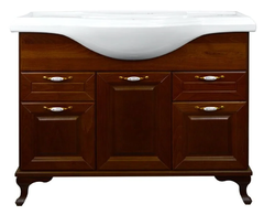 Тумба с раковиной Loranto Пандора 105 см напольная, раковина Классик 105, массив, орех, CS00075994