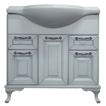 Тумба с раковиной Loranto Пандора 80 см напольная, раковина Классик 80, массив, белое серебро, 561738.01.011