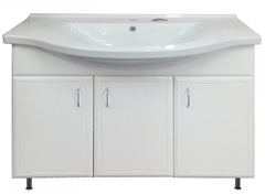 Тумба с раковиной Loranto Коралл 100 см напольная, раковина Энигма 100, белый, CS00040245