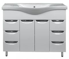 Тумба с раковиной Loranto Стиль 100/6 см напольная, раковина Basic 100, белый, CS00070807