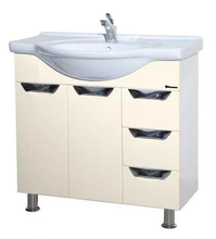 Тумба под раковину Bellezza БЕЛЛА 85 ЛЮКС, напольная, с бельевой корзиной, цвет - бежевый