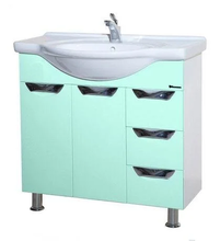 Тумба под раковину Bellezza БЕЛЛА 85 ЛЮКС, напольная, с бельевой корзиной, цвет - салатовый