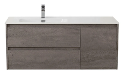 Тумба под раковину BelBagno Kraft-1200-2C-1A-SO-CG-L, 120 см, подвесная, Cemento Grigio, левая