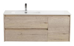 Тумба под раковину BelBagno Kraft-1200-2C-1A-SO-RGB-L, 120 см, подвесная, Rovere Galifax Bianco, левая