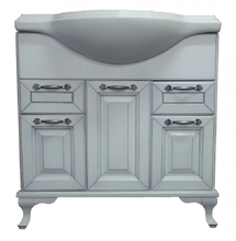 Тумба с раковиной Loranto Пандора 80 см напольная, раковина Классик 80, массив, с эффектом состаренности, белое серебро, CS00032412