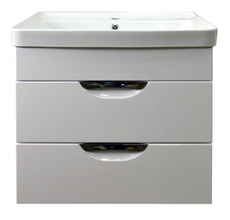 Тумба с раковиной Loranto Стиль 60/2 Соло 60 см подвесная, с доводчиками, раковина Monte 60, белый, CS00070539