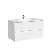 Тумба под раковину Sancos Folk FL90W, 90 см подвесная, с рельефным фасадом, Bianco