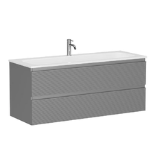 Тумба под раковину Sancos Folk FL120ES, 120 см, подвесная, с рельефным фасадом, цвет ergraut soft