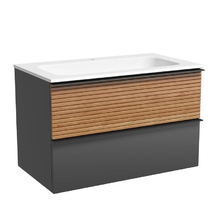 Тумба под раковину Sancos Delta 80 см, подвесная, цвет дуб красный/графит, DL80GR