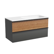 Тумба под раковину Sancos Delta 100 см, подвесная, правая, цвет дуб красный/графит, DL100RGR