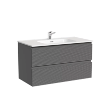 Тумба под раковину Sancos Folk FL90GS, 90 см подвесная, с рельефным фасадом, Grey soft