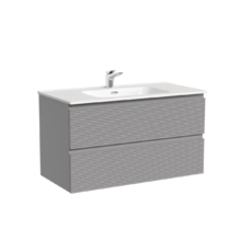 Тумба под раковину Sancos Folk FL90ES, 90 см подвесная, с рельефным фасадом, Ergraut soft