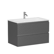 Тумба под раковину Sancos Folk FL80GS, 80 см, подвесная, с рельефным фасадом, цвет grey soft