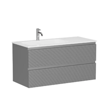 Тумба под раковину Sancos Folk FL100LES/FL100RES, 100 см, подвесная, с рельефным фасадом, левая/правая, цвет ergraut soft