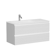 Тумба под раковину Sancos Folk FL100LW/FL100RW, 100 см, подвесная, с рельефным фасадом, левая/правая, цвет bianco