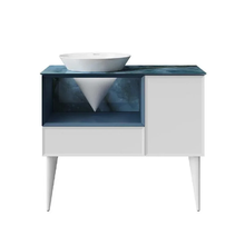 Тумба под раковину Kerama Marazzi Cono CO.97GEN, 100 см, подсветка ниши, белая матовая/синяя