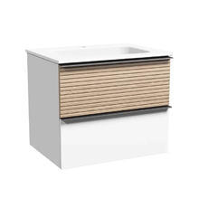 Тумба под раковину Sancos Delta DL60W 60 см, подвесная, цвет дуб светлый/белый матовый