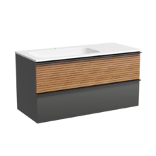 Тумба под раковину Sancos Delta 100 см, подвесная, левая, цвет дуб красный/графит, DL100LGR