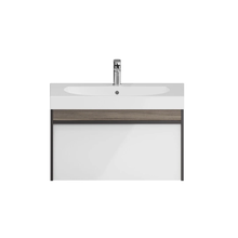 Тумба под раковину Kerama Marazzi Modula 80 см, подвесная, с ящиком, цвет арабика/белый, MOD.80.1+1AR