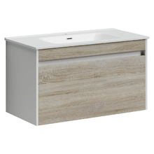 Тумба под раковину Sancos Smart SM90E 90, подвесная, дуб бардолино/белый глянец