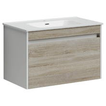 Тумба под раковину Sancos Smart SM80E 80, подвесная, дуб бардолино/белый глянец