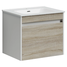 Тумба под раковину Sancos Smart SM60E 60, подвесная, дуб бардолино/белый глянец