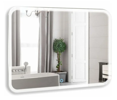 Зеркало Azario Стив-3 100 x 80 см, с LED подсветкой, диммер, сенсорный выключатель, подогрев, часы, белый, ФР-00001650