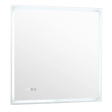 Зеркало Aquanet Оптима 288965, 80 см, с LED подсветкой, часами, цвет белый матовый