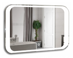 Зеркало Azario Индиго-2 80 x 55 см, с LED подсветкой, сенсорный выключатель, подогрев, белый, ФР-00001702