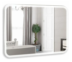 Зеркало Azario Стив New 100 x 80 см, с LED подсветкой, диммер, сенсорный выключатель, подогрев, часы, bluetooth, белый, LED-00002376