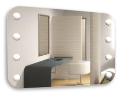 Зеркало гримерное Azario Tony 80 x 55 см, с LED подсветкой, диммер, сенсорный выключатель, смена цвета, 8 ламп, белый, LED-00002479