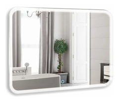 Зеркало Azario Стив-6 91.5 x 68.5 см, с LED подсветкой, диммер, сенсорный выключатель, подогрев, часы, bluetooth, белый, ФР-00001063