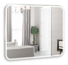Зеркало Azario Стив-6 80 х 68 см, с LED подсветкой, диммер, сенсорный выключатель, подогрев, часы, bluetooth, белый, ФР-00001651