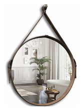 Зеркало Azario Капитан D61 см, с LED подсветкой, диммер, бесконтактный сенсор, коричневая кожа, LED00002332