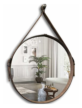 Зеркало Azario Капитан D51 см, с LED подсветкой, диммер, бесконтактный сенсор, коричневая кожа, LED-00002331