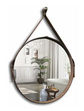 Зеркало Azario Капитан D51 см, без подсветки, коричневая кожа, ФР-00001313