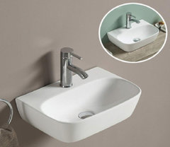 Раковина CeramaLux N, 42 х 29 см, подвесная/накладная, белая, 78401