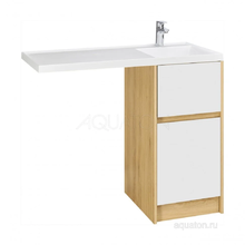 Тумба под раковину Акватон Лондри 40 см под стиральную машину, дуб сантана, белый, 1A2670K2LH0C0