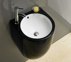 Раковина CeramaLux NC, 49 х 47 см, подвесная, чёрная, 500FBW