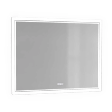 Зеркало Jorno Glass 100 см, Gla.02.92/W, с подсветкой, с часами, белый