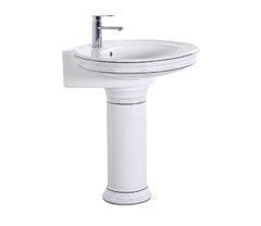 Раковина CeramaLux Lux Classic 1411 75 x 57 x 87 см напольная с пьедесталом, белая, хром