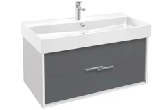 Тумба под раковину Jacob Delafon Vivienne 100 см, корпус белый блестящий, фасад серый матовый, ручки хром, EB1668-J5-J54