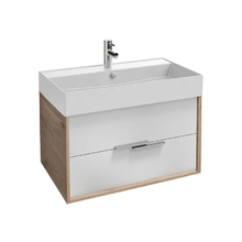 Тумба под раковину Jacob Delafon Vivienne 80 см, корпус дуб давос натуральный, фасад белый блестящий, ручки хром, EB1667-E75-J5