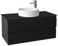 Тумба со столешницей под раковину Jacob Delafon Madeleine, 100 см, со светодиодной подсветкой, черный матовый лак, EB2084-J53