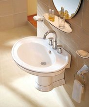 Раковина CeramaLux Lux Classic 1414 75 x 57 x 49.5 см подвесная с полупьедесталом, белая, хром