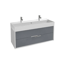 Тумба под раковину Jacob Delafon Vivienne 120 см, корпус белый блестящий, фасад серый матовый, ручки хром, EB1669-J5-J54